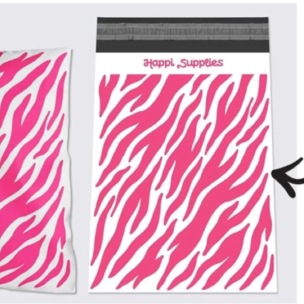 Hot Pink Tiger Print Polymailers. 10 x 13  qty  50